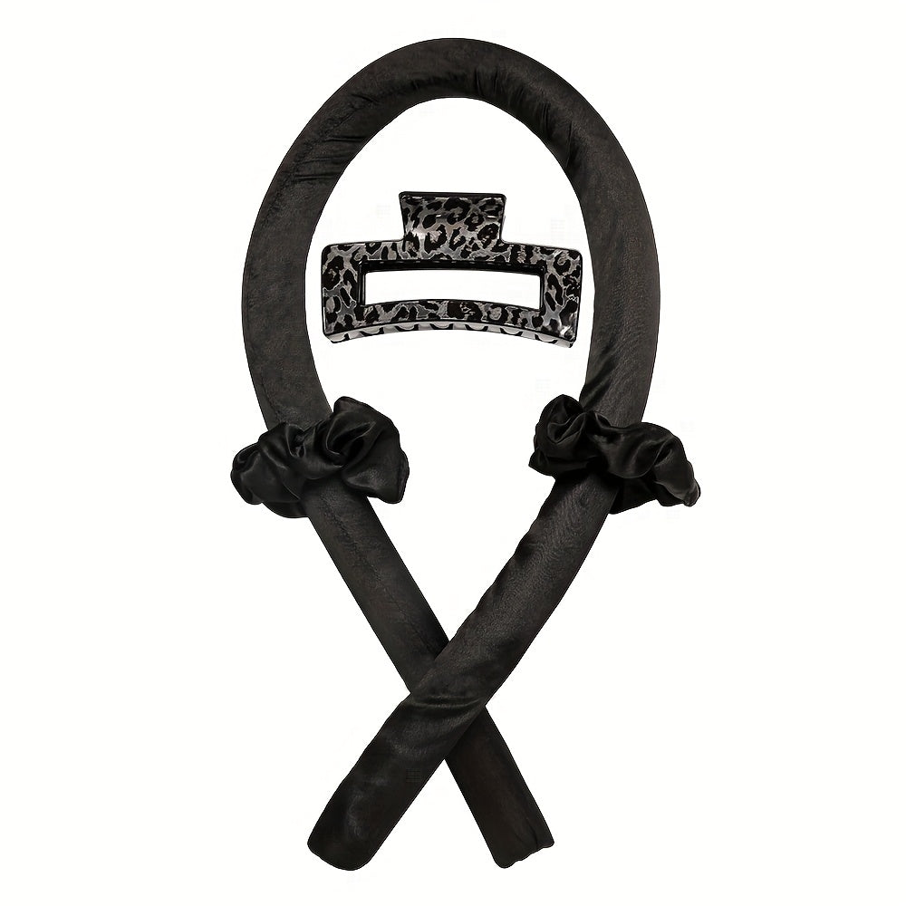 No-Heat Foam Sponge Curler Set with Leopard Print Clips for Hair Styling