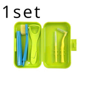 Portable Travel Oral Hygiene Kit with Toothbrush, Interdental Brush, Tongue Scraper