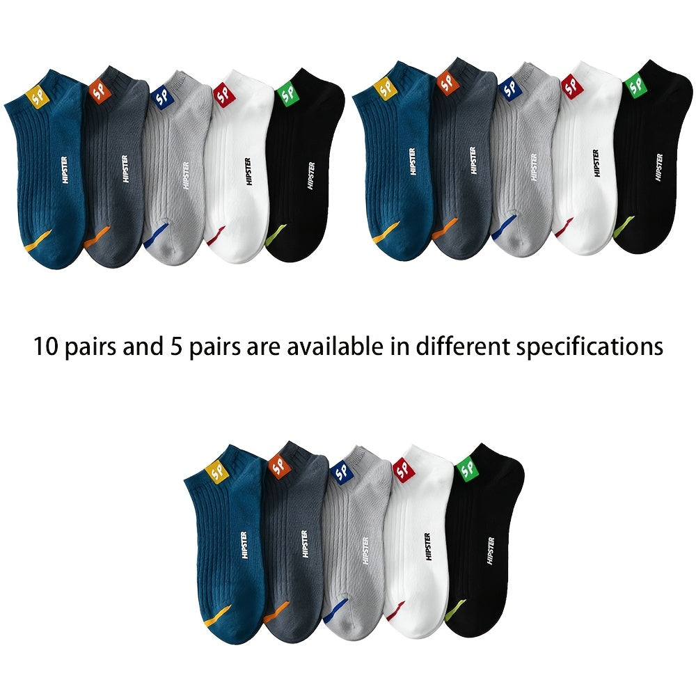 Men's Alphabet Pattern Socks 95% Polyester 5% Elastane Knit Anti-Odor All-Season