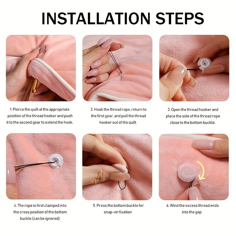 Grey Double-Sided Velvet Bedding Fasteners No-Pin Comforter Clips Non-Slip