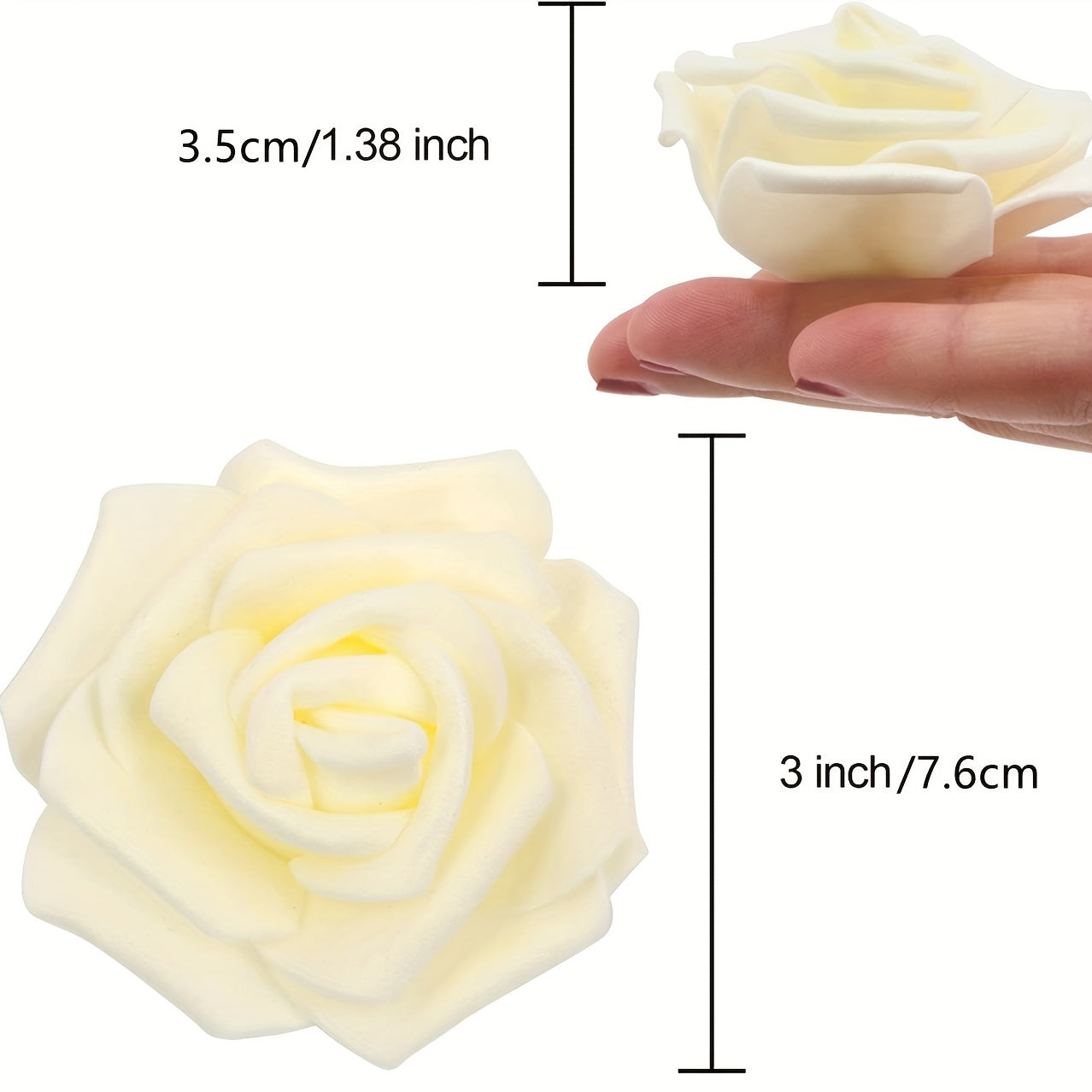 50 Pieces Artificial Foam Rose Flower Heads Ivory White for Wedding Party Home Decor