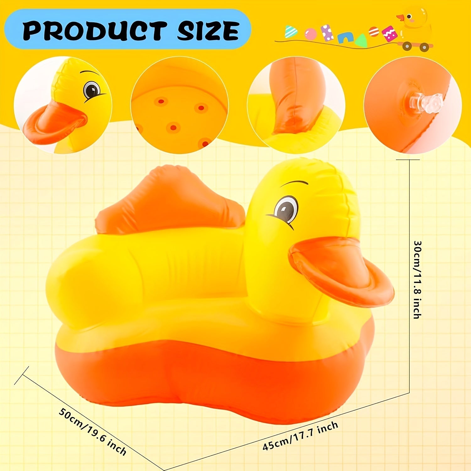 Yellow Duck Inflatable Baby Seat for Toddlers 3 Months and Up Summer Play