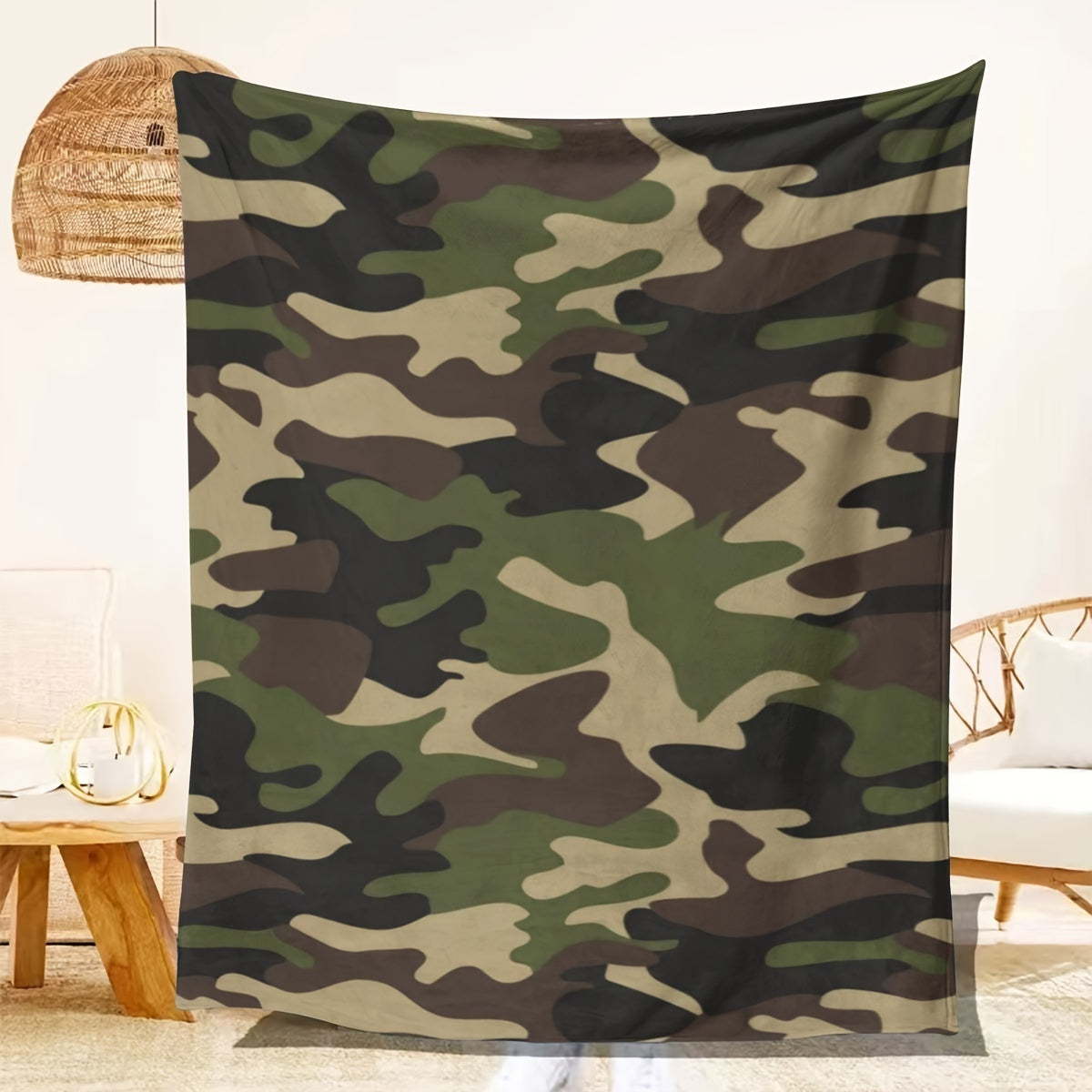 Lightweight Camouflage Blanket Flannel for Teen Boys Men Living Room Outdoor Camping