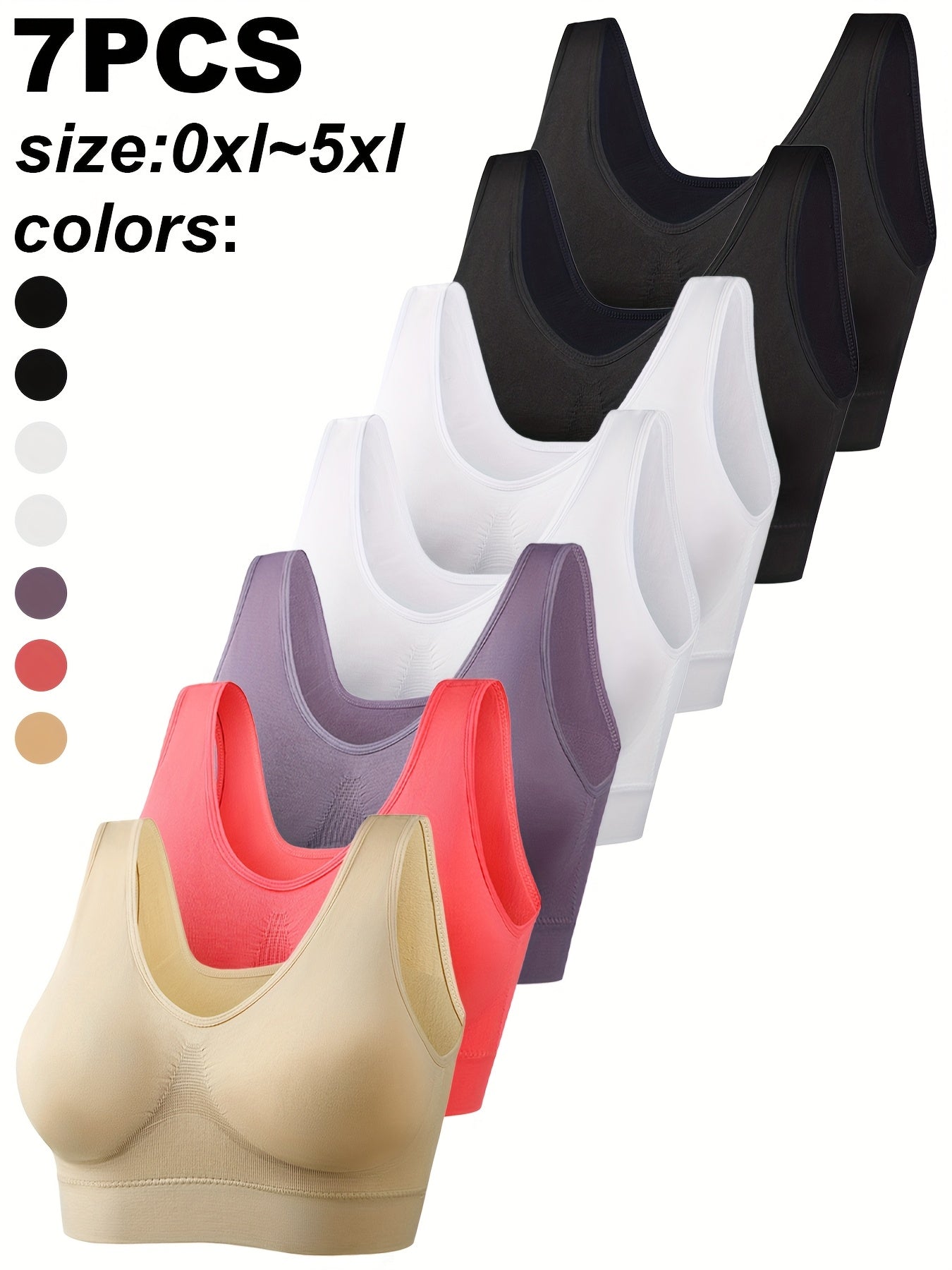 Plus-Size Wireless Sports Bra Compression Seamless Cross-Back Removable Pads