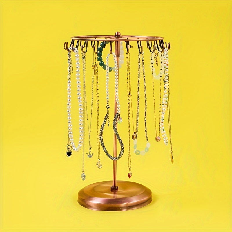 Крутящаяся витрина для украшений для ожерелий, браслетов и серег, черный металл