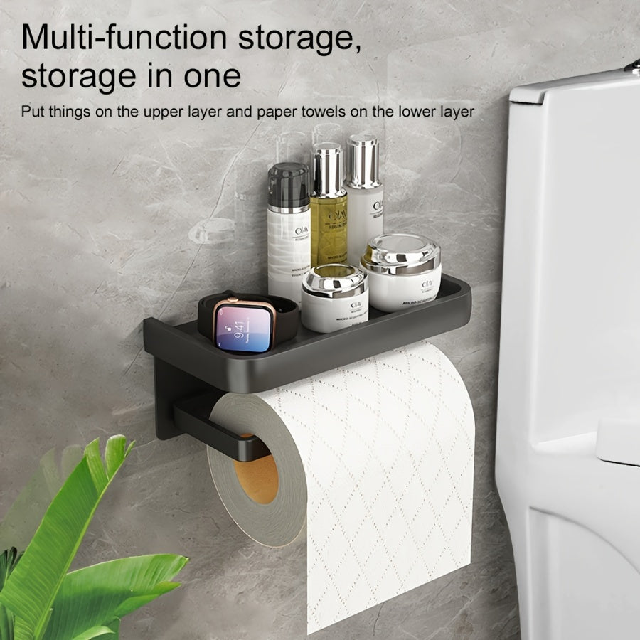 Toilet Paper Holder with Shelf Bathroom Storage Organizer