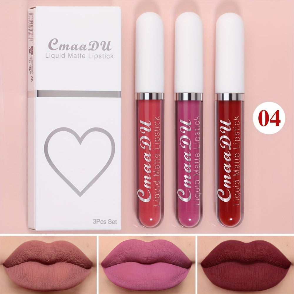 Set de labiales líquidos mate para mujer, a prueba de agua y de larga duración en tonos rojos