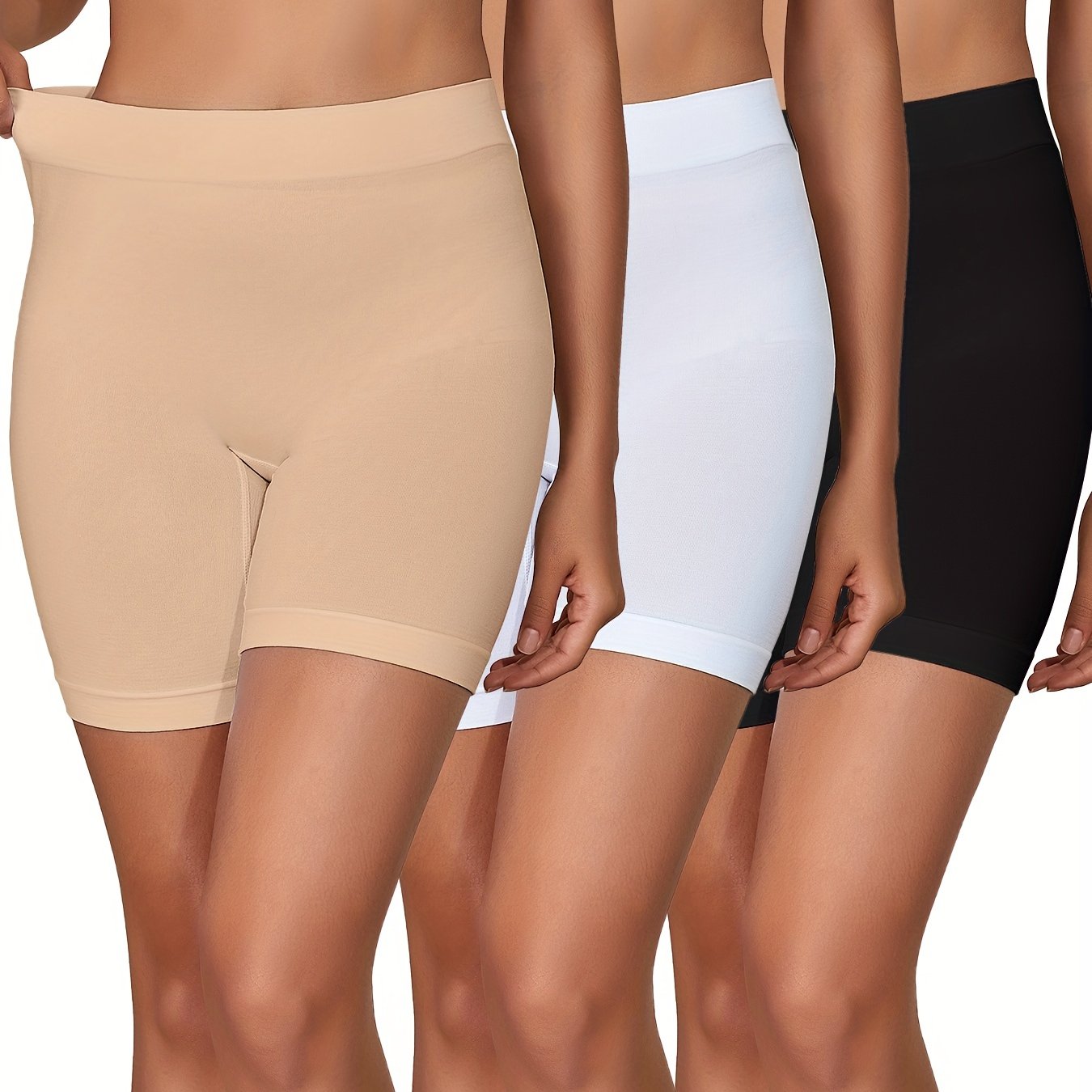 Women’s Seamless Solid Boyshort Panties 3 Pack High Waist Comfortable Underwear