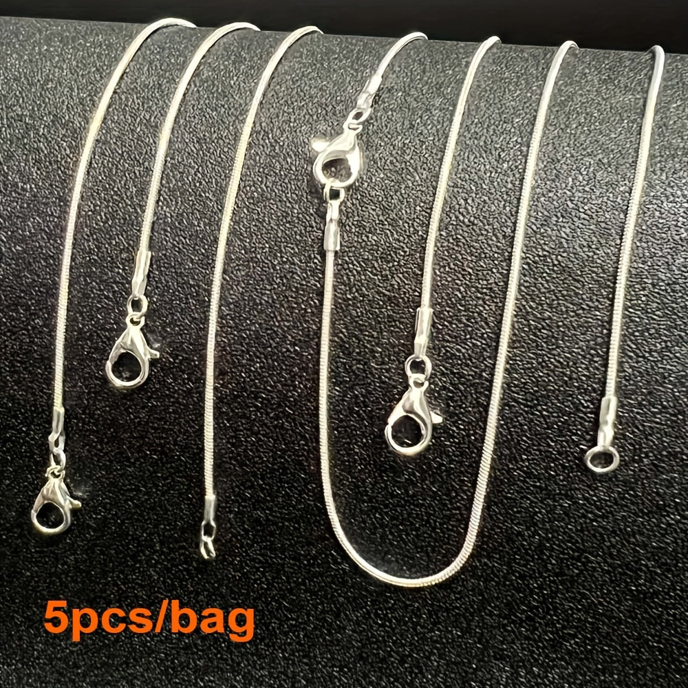 Silver Plated Link Chain Necklace Set for Jewelry Making 16-30 Inch 5 Pieces