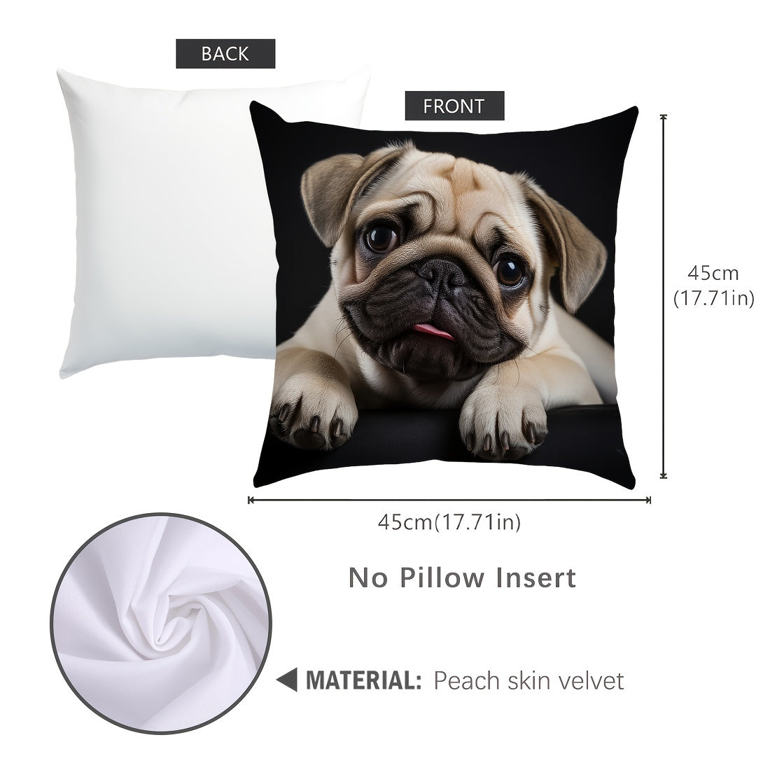 It yurakchasli it izlari bilan bezatilgan 45x45 sm o'lchamdagi to'qima charm bilan qoplangan yostiq qoplami, dekorativ divan yostiq.