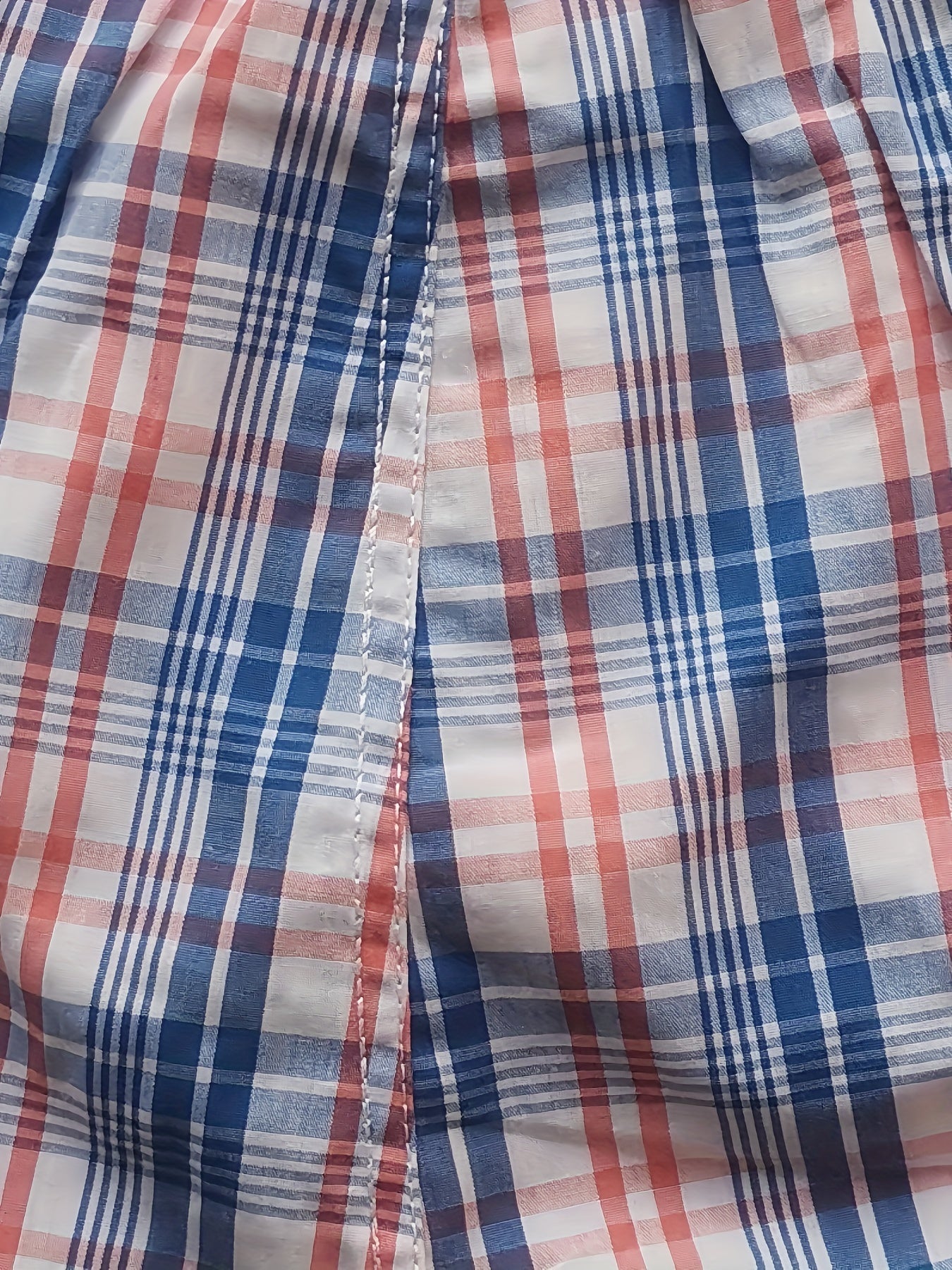 Men's Low Waist Cotton Plaid Underwear with Front Button Opening Shortie