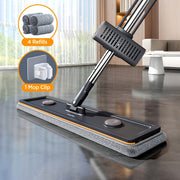 Microfiber Flat Mop Set with Extendable Handle and Washable Pads for Living Room Cleaning