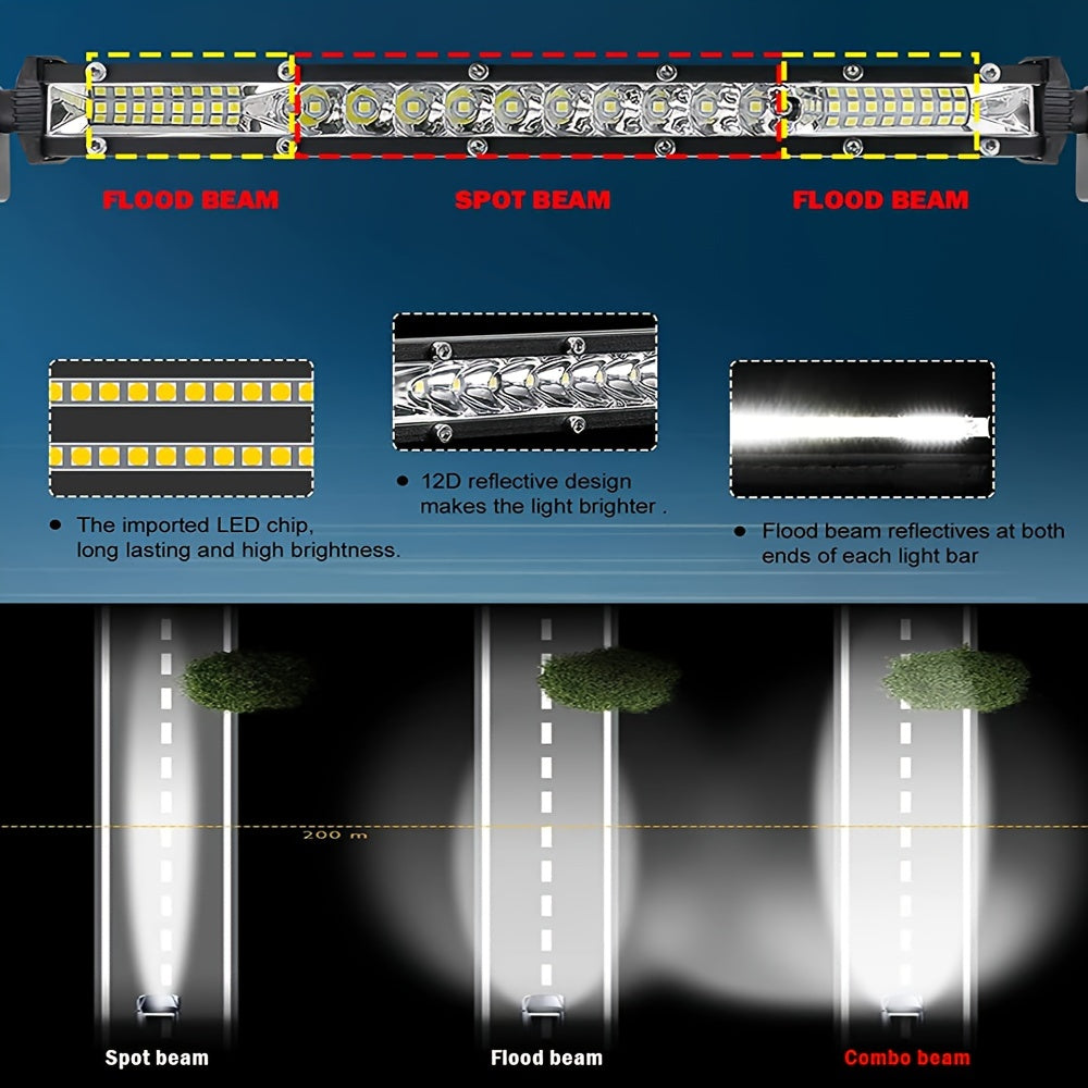 Barra de luz LED para todoterreno de 50.8cm, luz blanca y amarilla, foco y luz de inundación, lámpara de trabajo para coche ATV