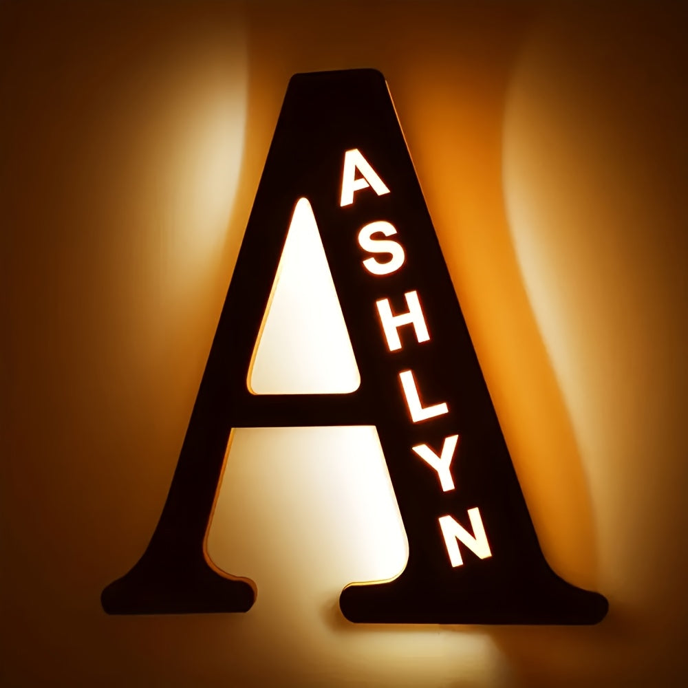 Personalized Wall Sconce with Engraved Name Night Light USB Powered Long-Lasting LED Bedroom Decor