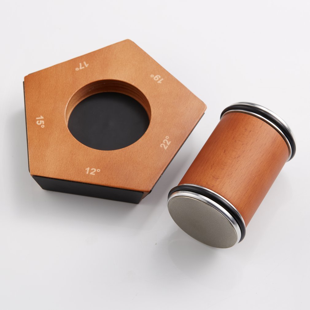 Wooden Knife Sharpener with Magnetic Diamond Whetstone and Adjustable Angles