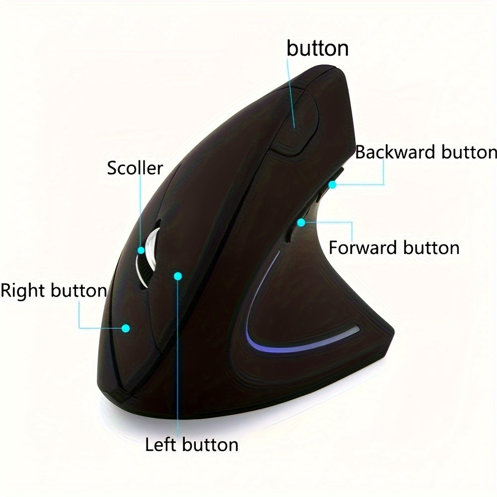 Wireless Vertical Gaming Mouse with 6 Buttons Optical Sensor USB Powered
