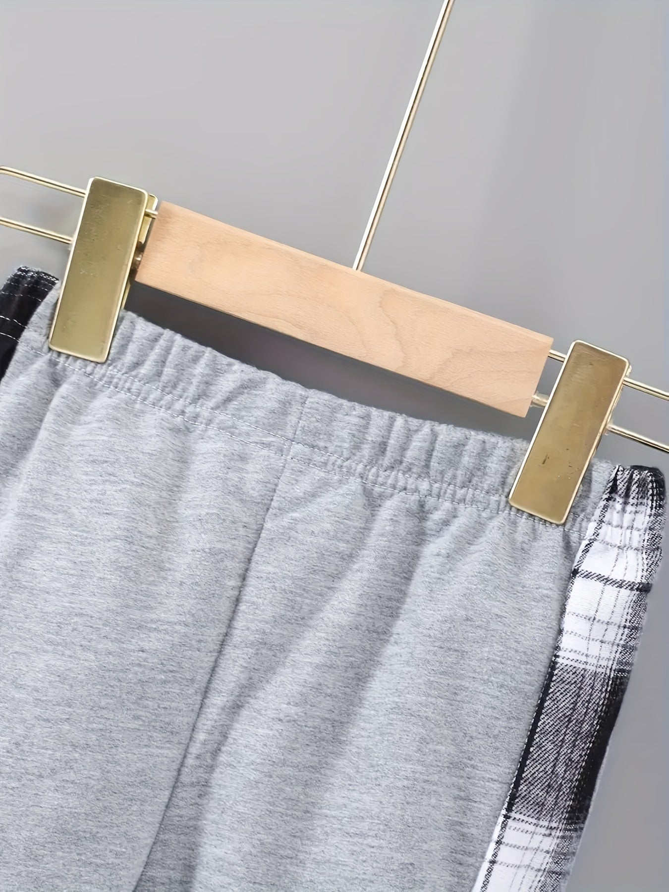 Kids Boys Plaid Hooded Casual Suit with Patchwork Pants for Spring and Fall