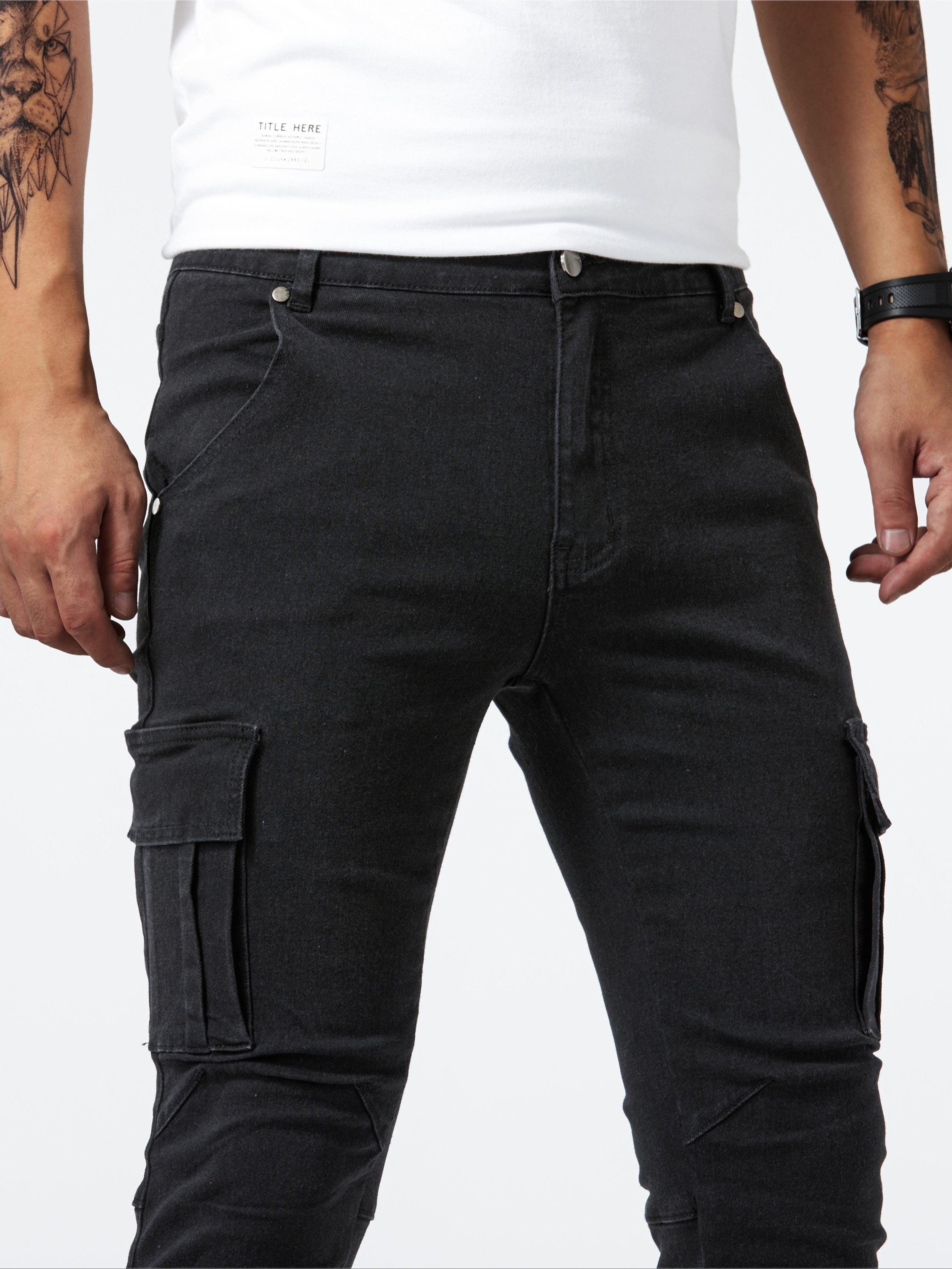 Men's High-Stretch Denim Pants Slim Fit Casual All-Season with Multiple Pockets
