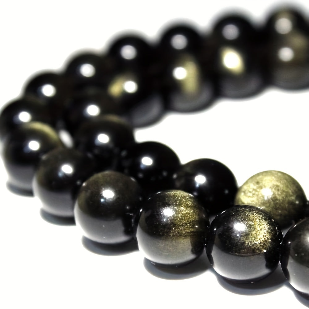 Golden Obsidian Beads Set 8mm Natural Stone Jewelry Making 46 Pieces