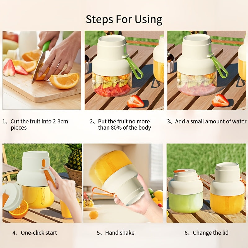 Portable Juicer 850ml Blender USB Rechargeable Sports Cup with Straw and Twelve-Blade