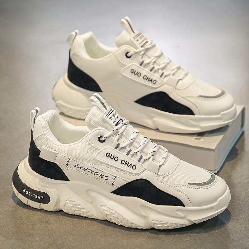 Men's Casual Chunky Sneakers with Soft Foam Sole Non-Slip Lace-Up Outdoor Shoes