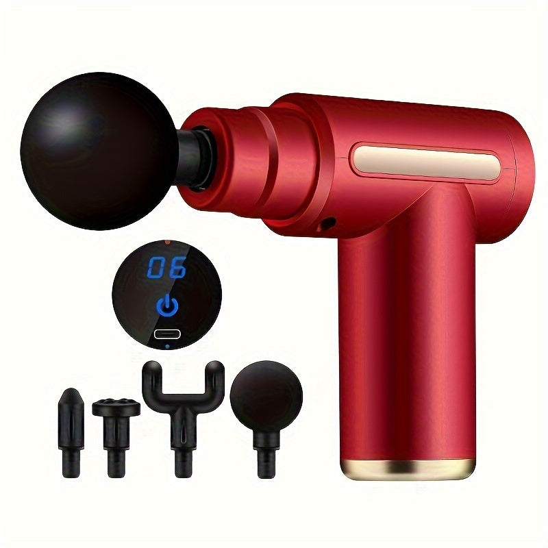 Portable Massage Gun with LCD Display USB Rechargeable 6 Speeds 4 Accessories