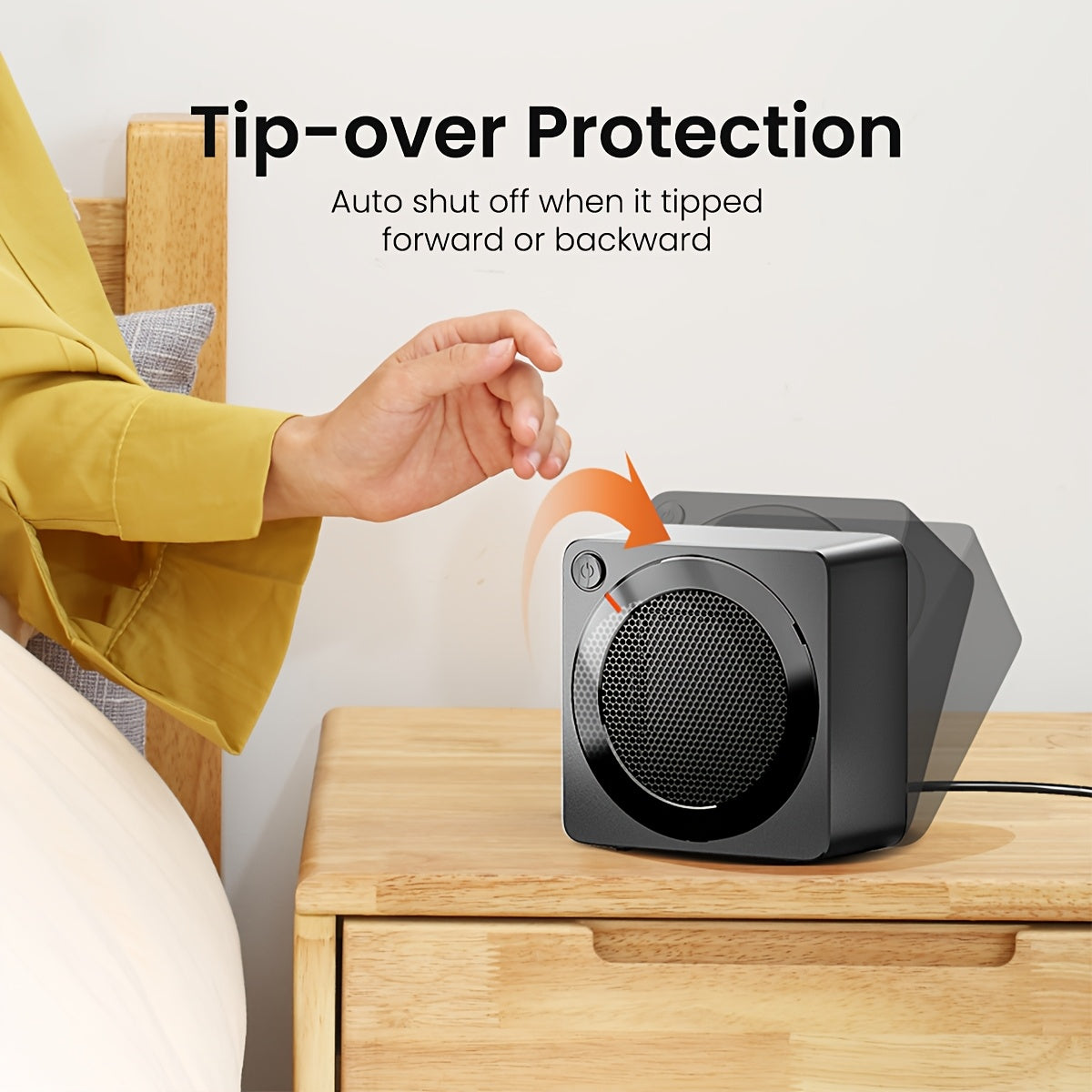 Compact Electric Heater 500W Ceramic Fast Heating Overheat Protection Safety Tilt