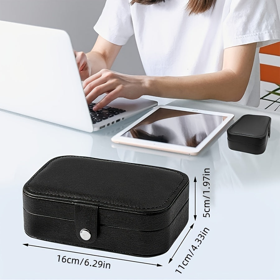 Кожаная шкатулка для украшений с крючками для ожерелий, хранения серег и колец, портативный органайзер