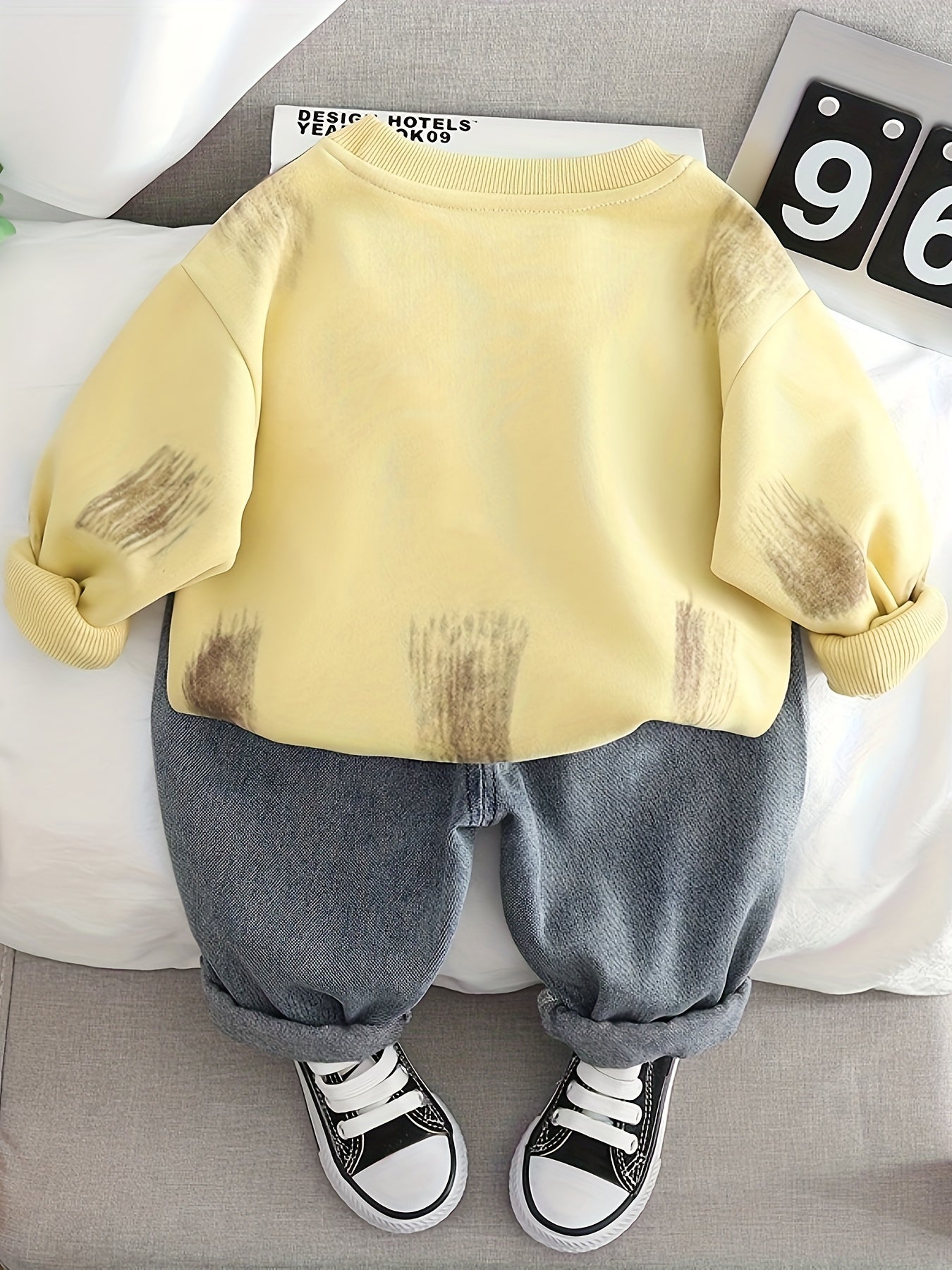 Boys' 2-Piece Outfit Long Sleeve Sweatshirt and Denim Pants Spring Fall Casual Kids Clothing