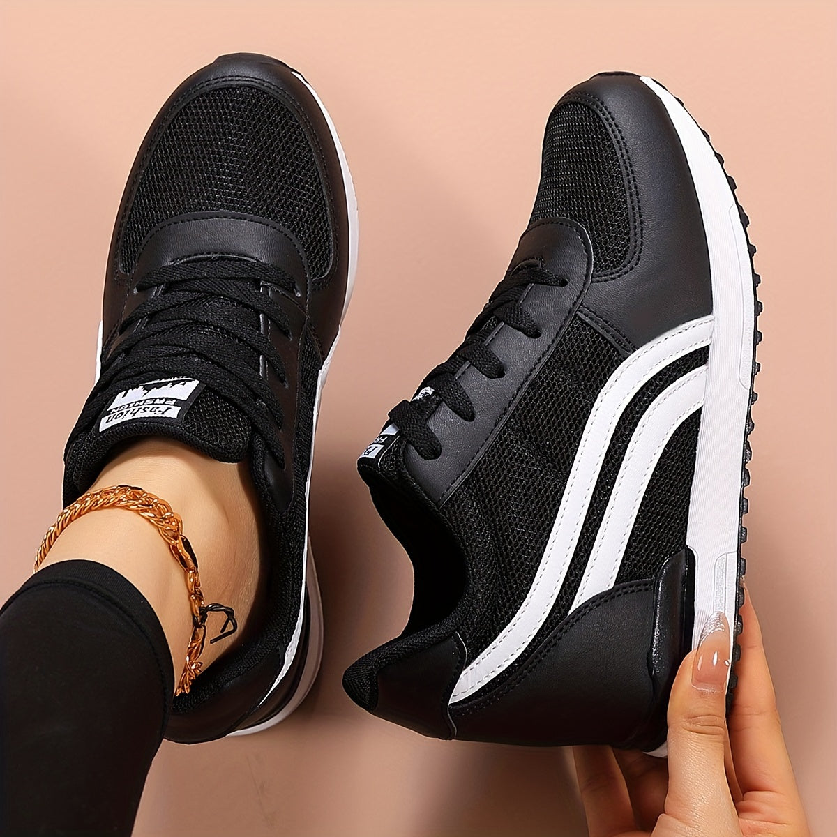 Zapatillas de malla para mujer con elevación en la plantilla interior, de caña baja, para todas las estaciones