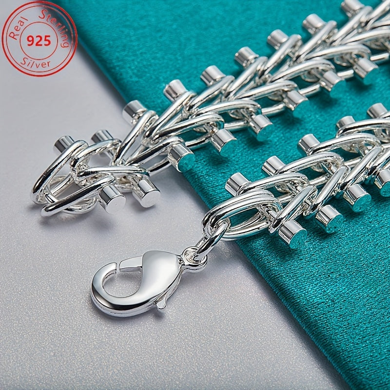 Sterling Silver Bracelet Double Bead Chain Retro Style Jewelry for Women