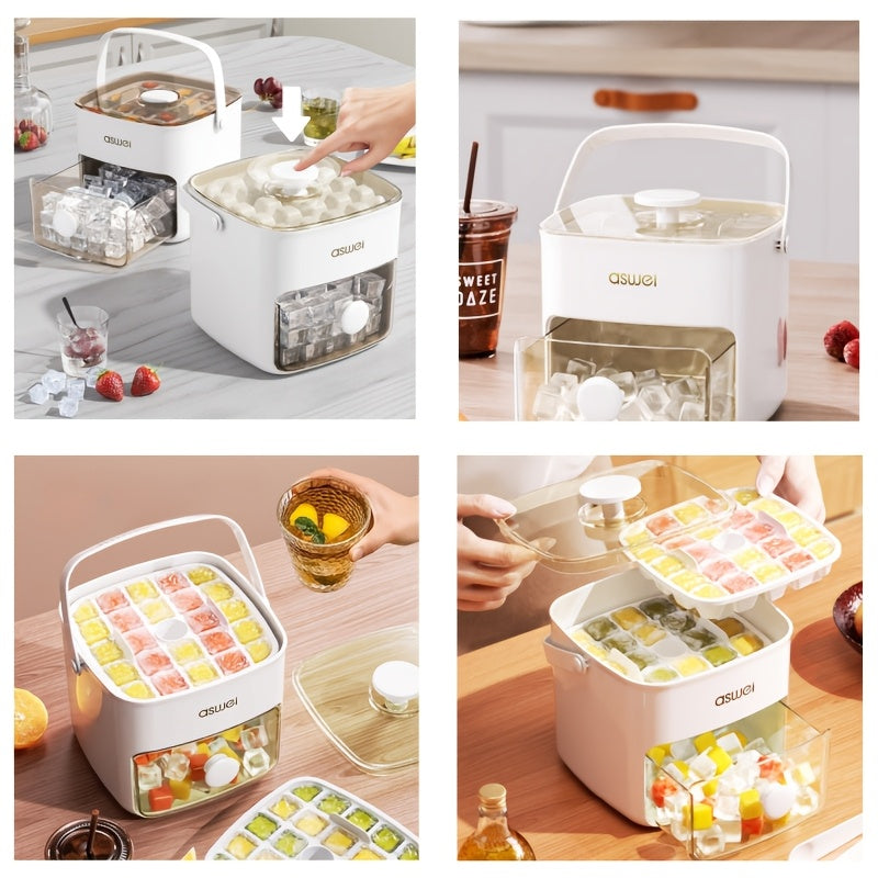 Food-Safe Double-Layer Ice Cube Tray 48-Cube Mold for Refrigerator Home Use