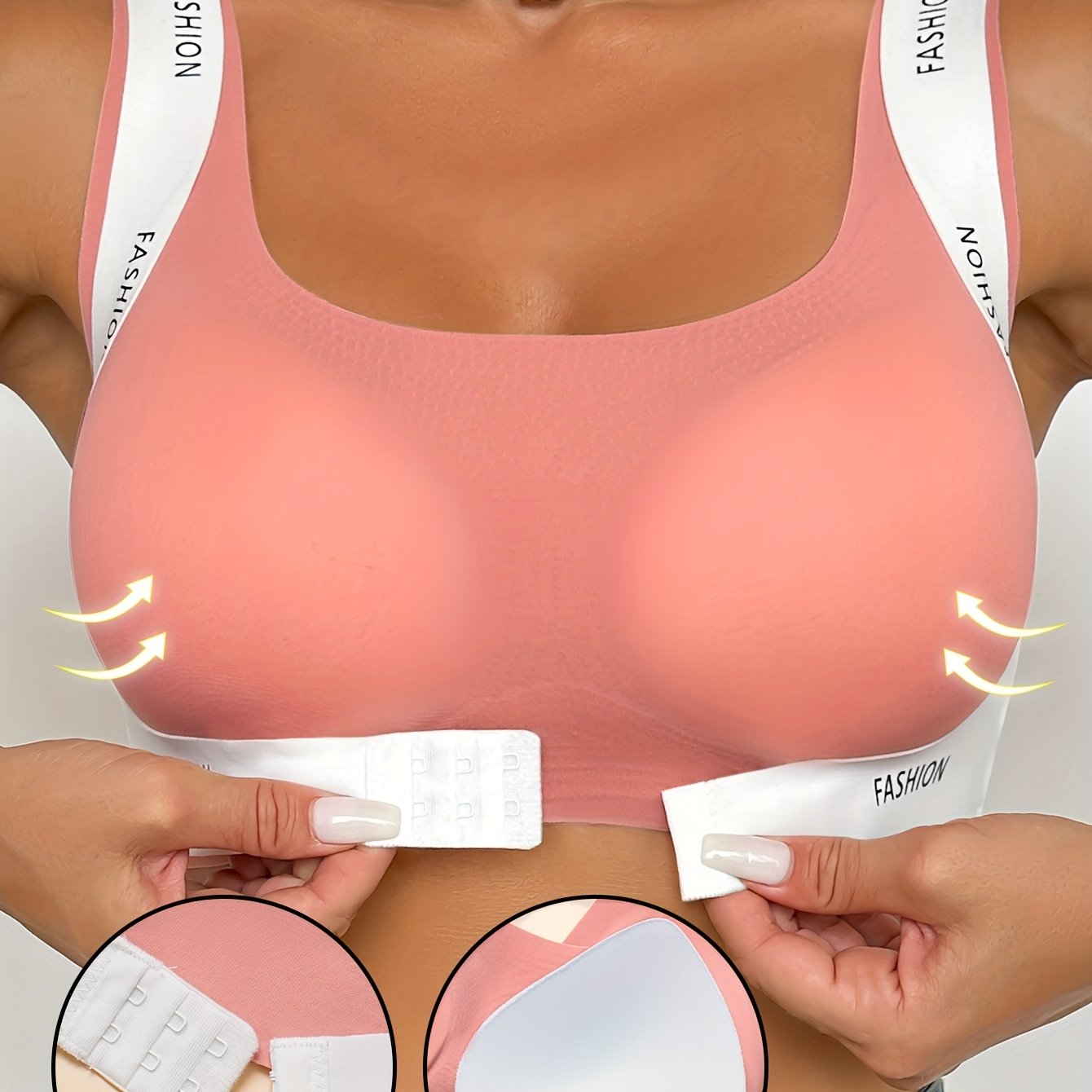 Nylon Blend Push Up Bra with Removable Padding and Alphabet Pattern for Comfort