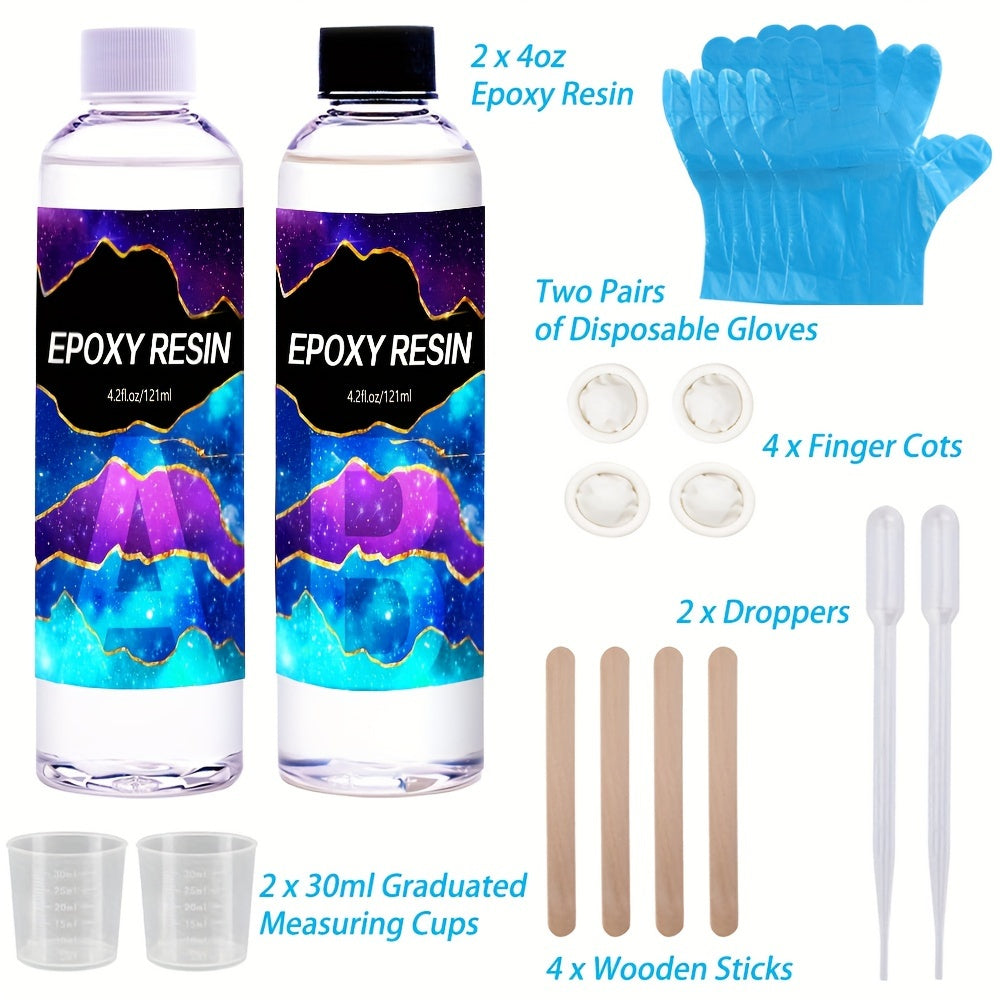 Epoxy Resin Kit with Measuring Cup Stir Stick and Gloves for Mold Casting Jewelry Making Crafts