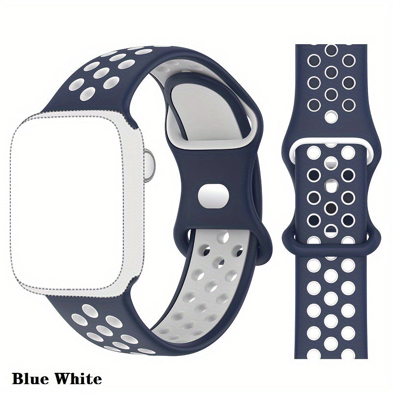 Correa de silicona transpirable para reloj deportivo para Apple Watch 38mm-45mm impermeable, duradera, negra, roja, blanca, azul