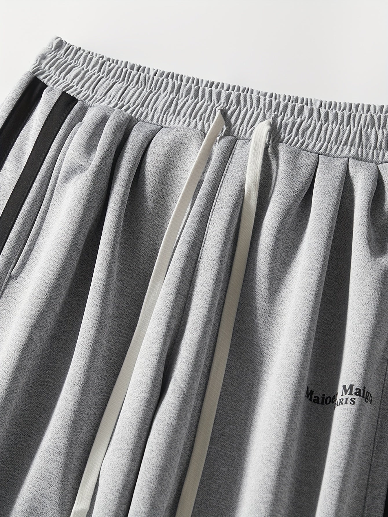 Plus Size Men's Casual Pants with Drawstring Polyester Stretch All-Season Geometric