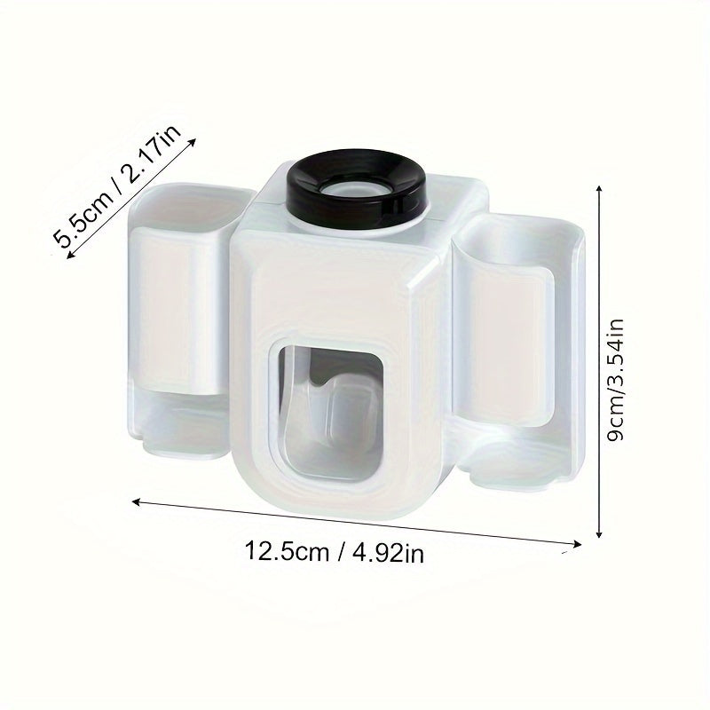 Wall-Mounted Toothbrush Holder with Automatic Toothpaste Dispenser Bathroom Organizer