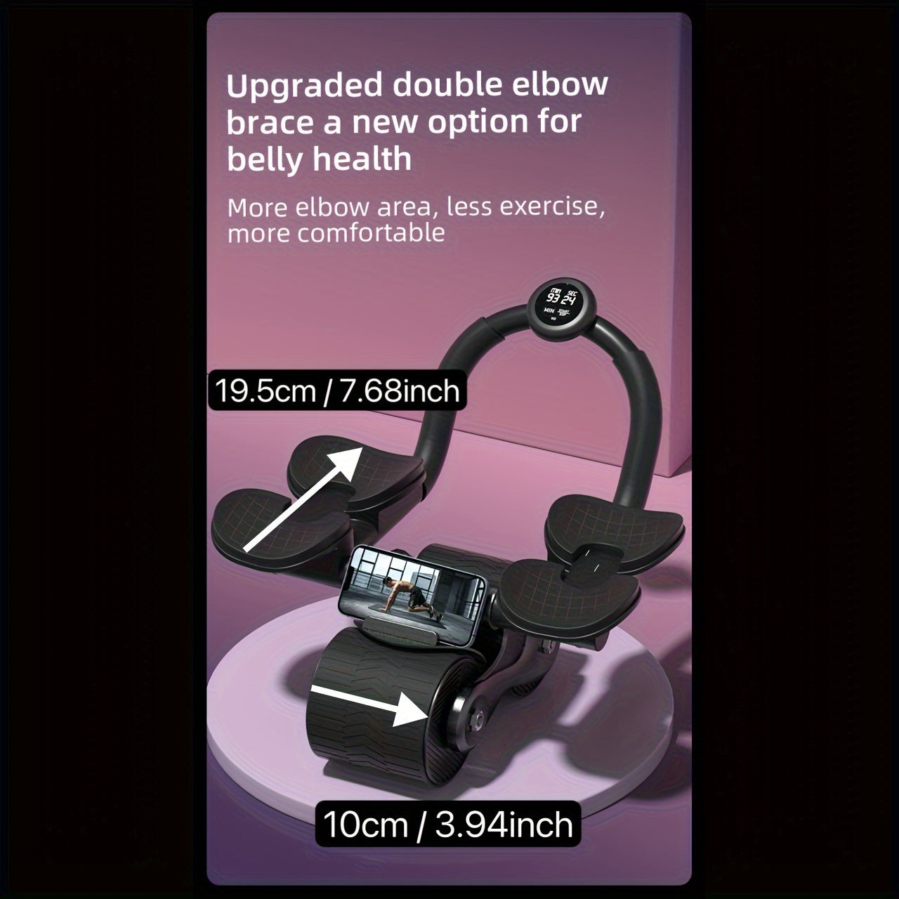 Автоматический ролик для пресса с возвратом для фитнеса, укрепления корпуса, с подсчетом и накладками на локти