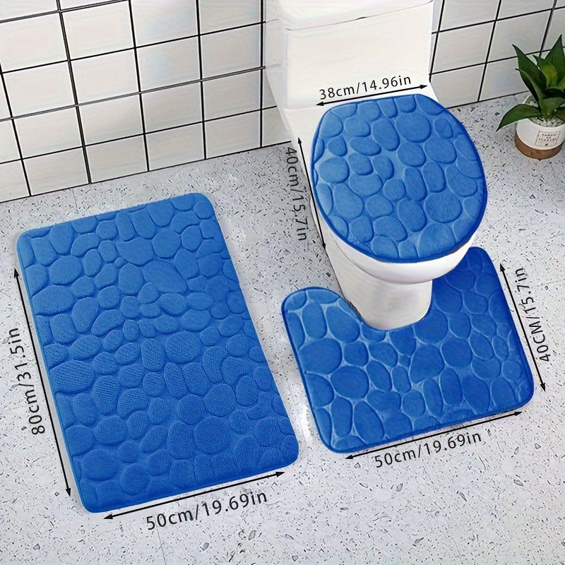 Conjunto de alfombrillas de espuma viscoelástica antideslizantes, de rápida absorción, lavables a máquina, para baño y ducha