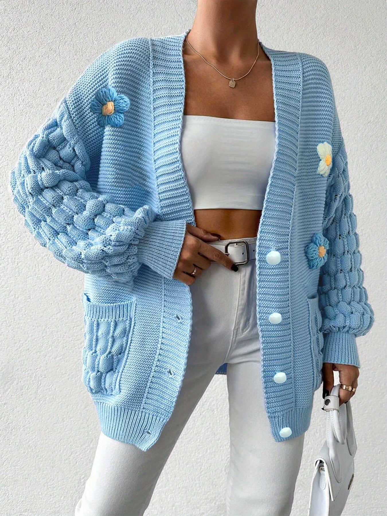 Plus Size Women's Cardigan Floral Loose Spring Autumn Winter Fashion