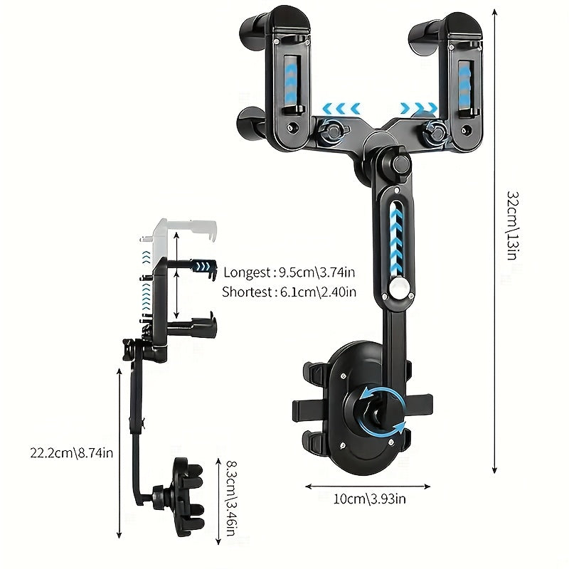 Universal ABS Car Phone Holder 360° Rotatable Retractable Mount for Auto Vehicles