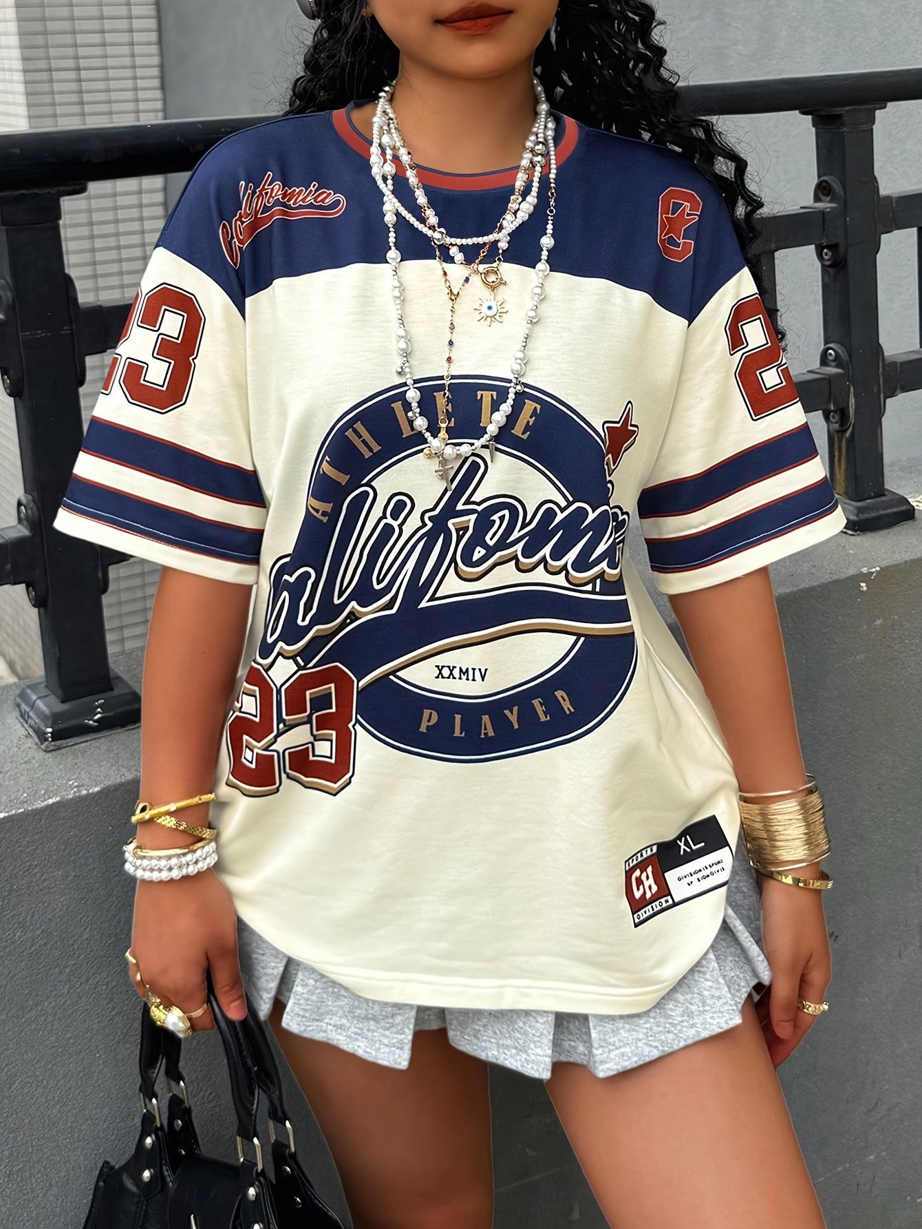 Plus Size Men's T-Shirt White Blue Casual Streetwear Slogan Numbers