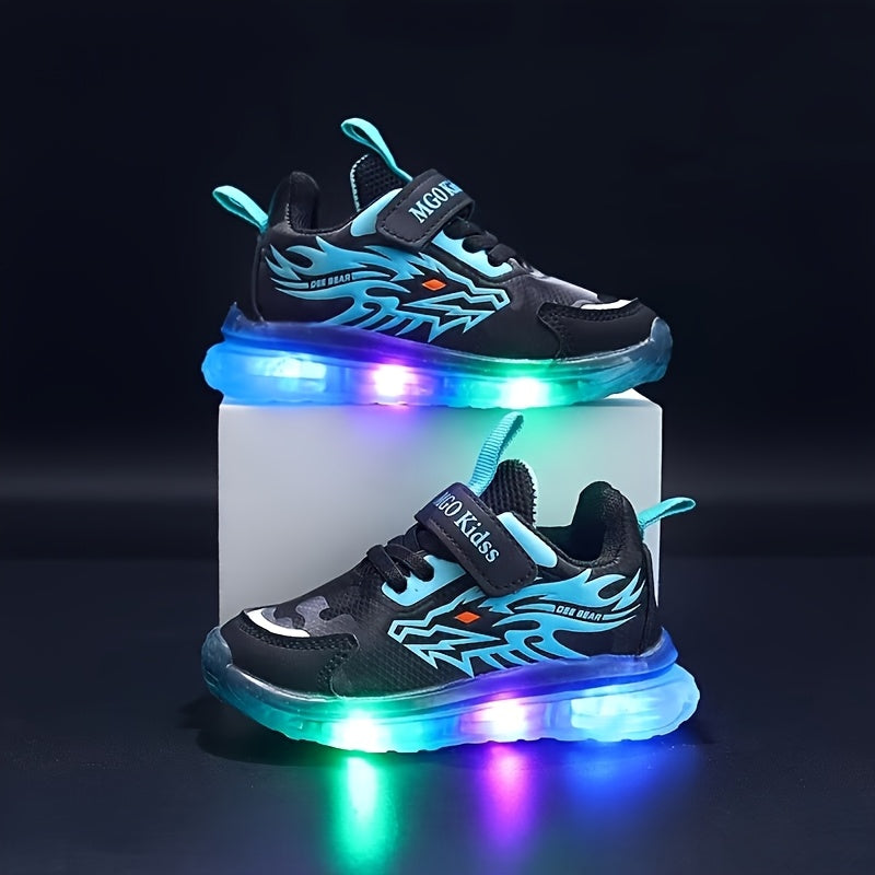 Boys Athletic Sneakers Mesh Non-Slip Sole Casual Sports Shoes with Easy Closure