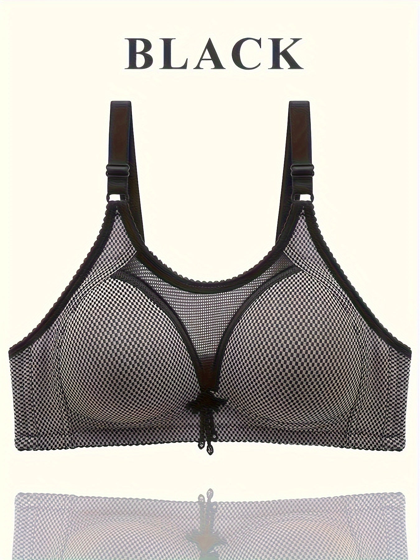Wireless Push-Up Bra with Textured Mesh and Comfortable Fit