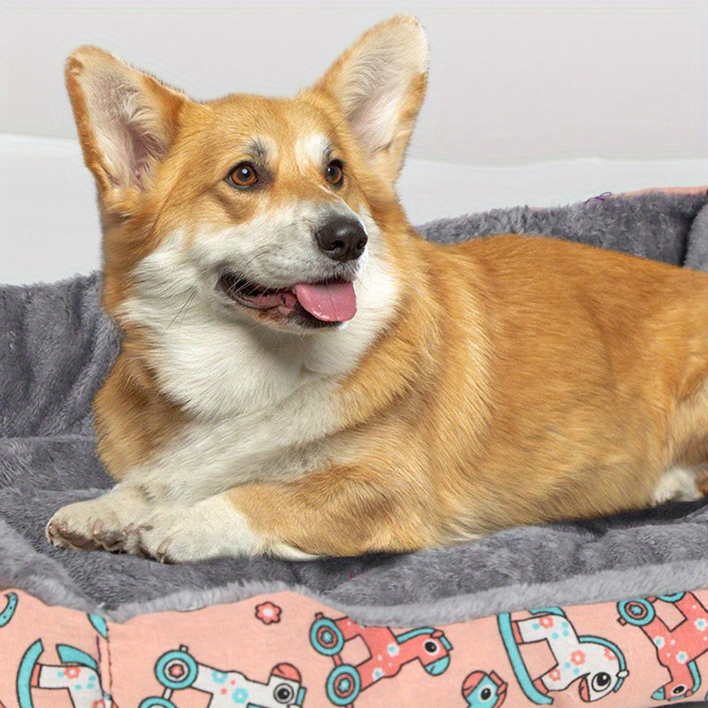 Cartoon Dog and Cat Bed Small Pet Cozy Washable All-Season Comfort