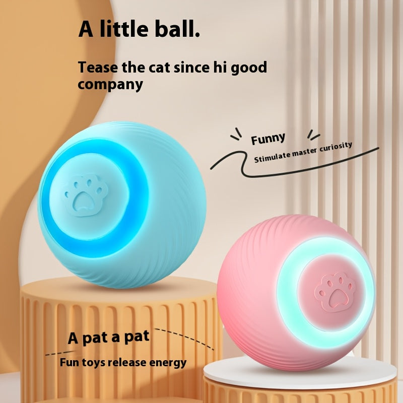 USB Rechargeable Cat Teaser Ball Striped Silicone All Breeds Interactive Toy