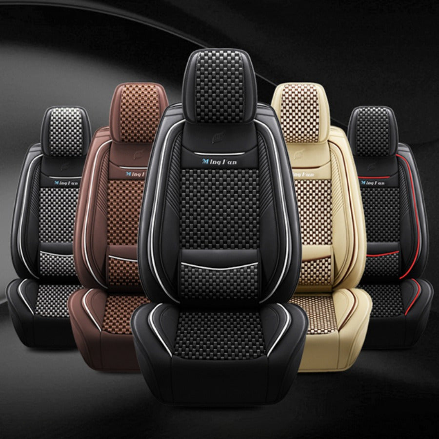 Full Set Seat Covers for 5-Seater Cars Black Gray Breathable Wear-resistant