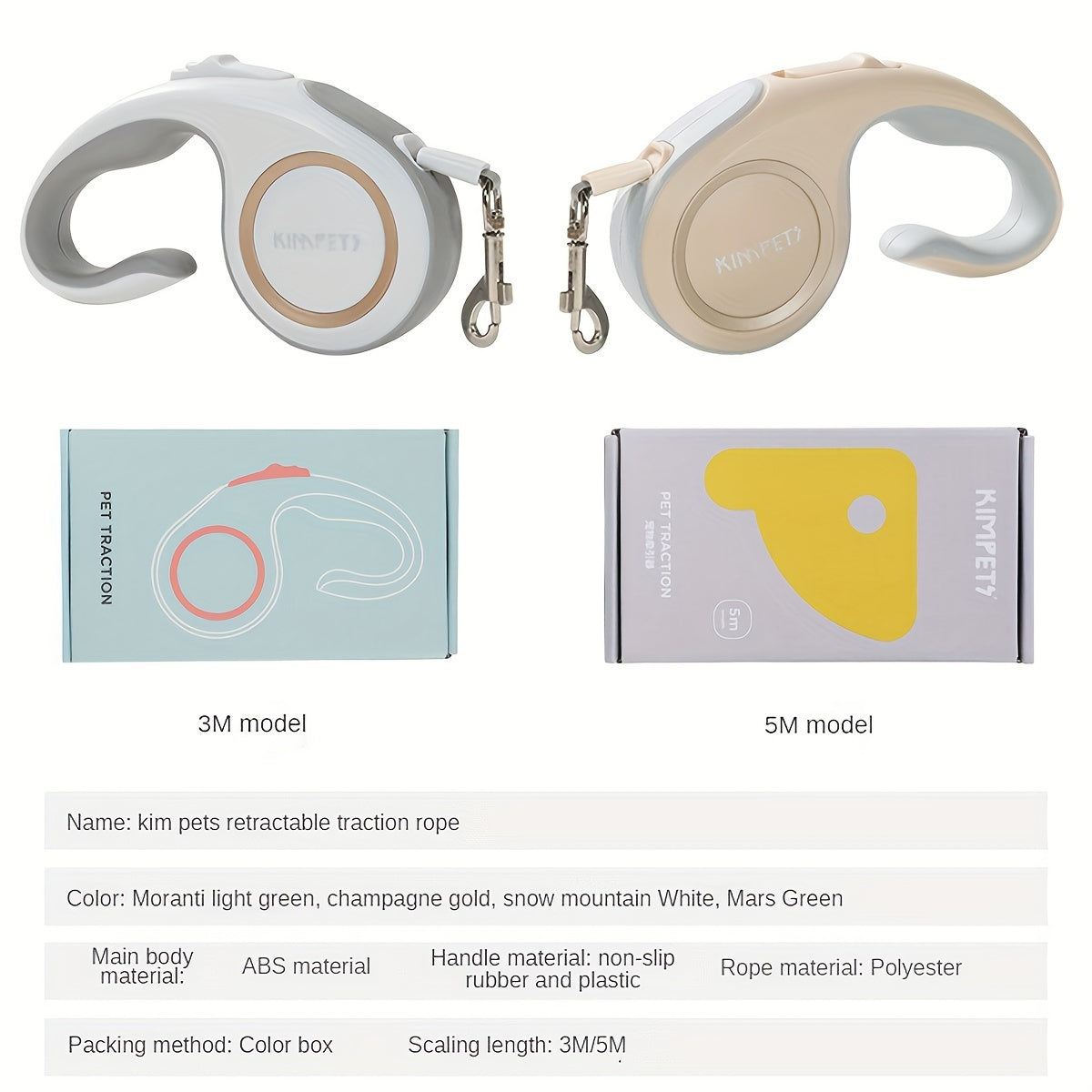 Telescopic Pet Leash Nylon 3m 5m for Dogs and Cats with Carabiner Clip