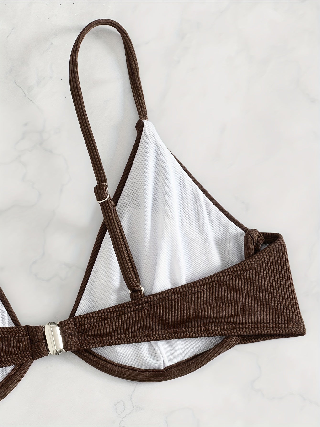 Women's Solid Color Bikini Set with Underwire Support Adjustable Straps High Stretch Swimsuit