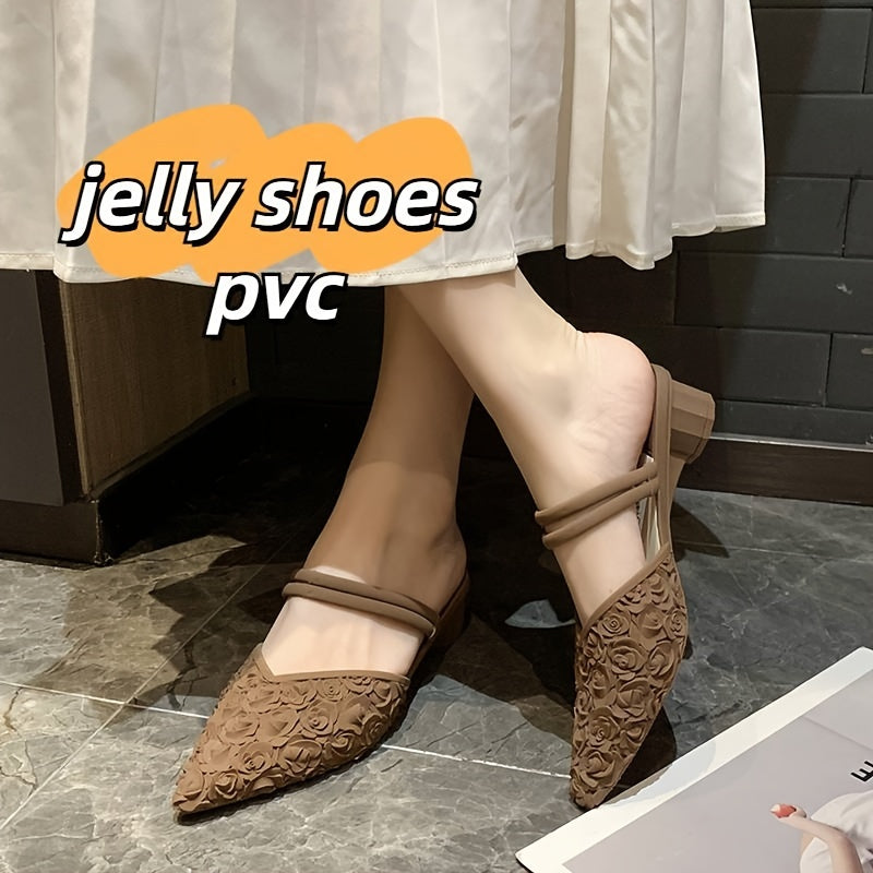 Women's PVC Flats Solid Color Low Heel Non-slip Soft Sole All-Season